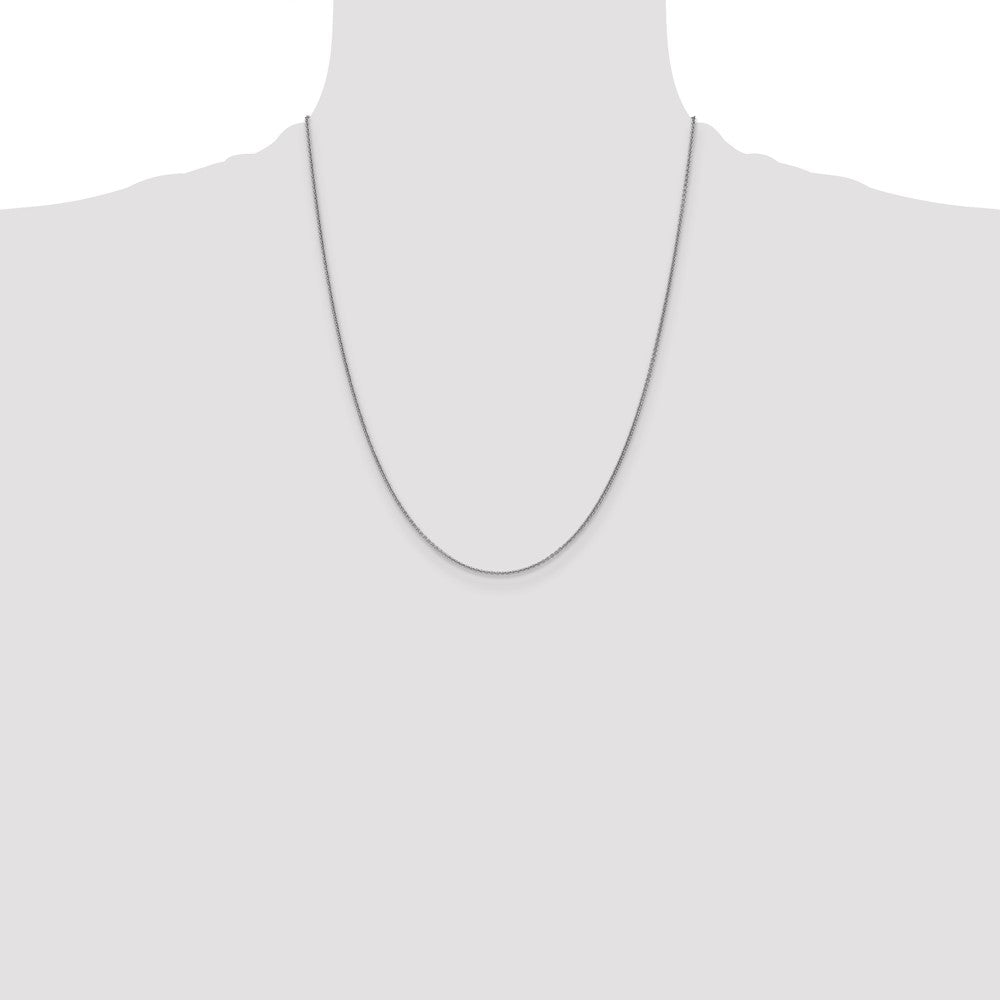 22 Inch 14K White Gold 1.1mm Round Cable Chain Necklace