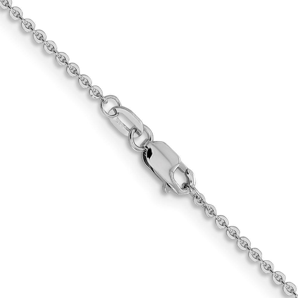 22 Inch 14K White Gold 1.4mm Flat Cable Chain Necklace