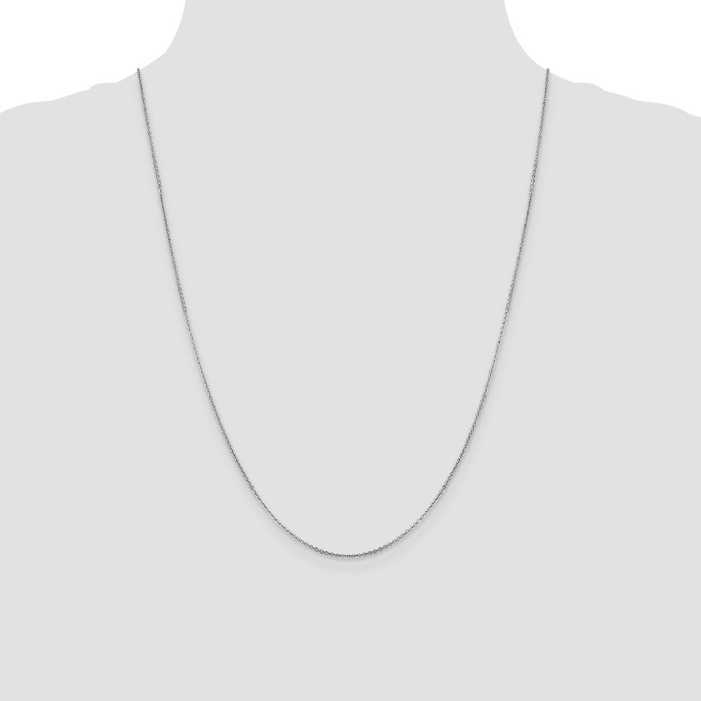 24 Inch 14K White Gold 1.4mm Flat Cable Chain Necklace