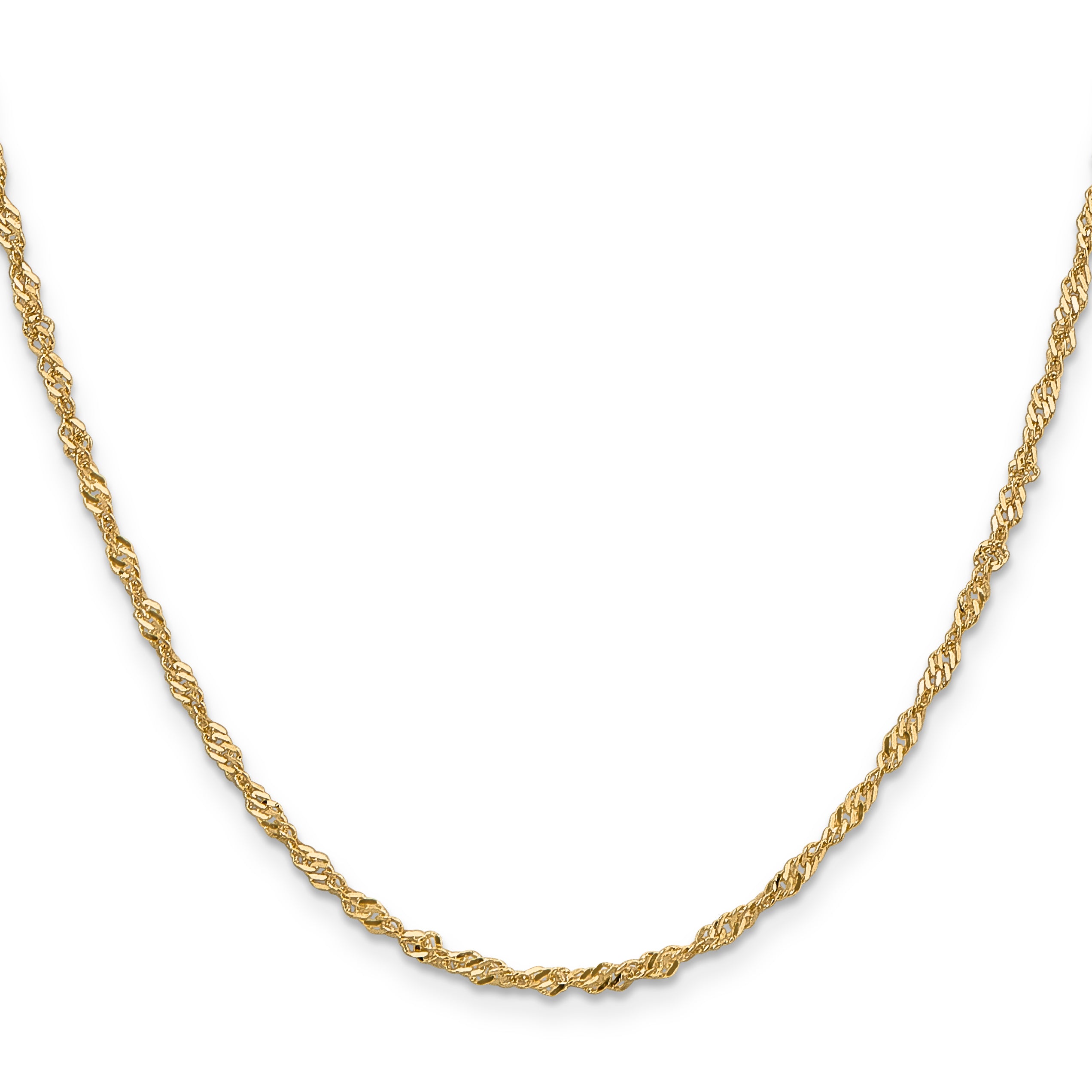 18 Inch 14K Yellow Gold 1.9mm Singapore Chain Necklace