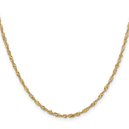 18 Inch 14K Yellow Gold 1.9mm Singapore Chain Necklace
