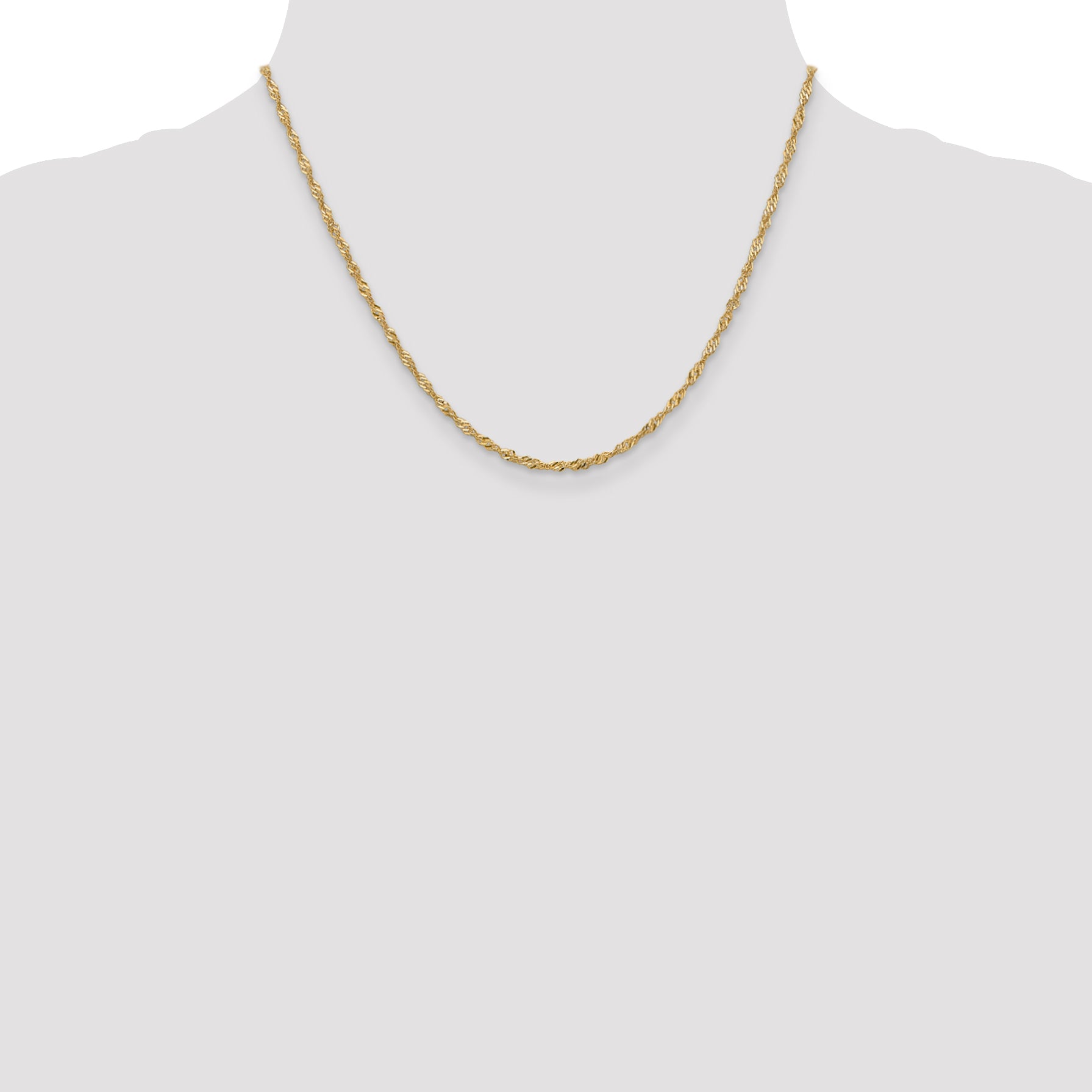 18 Inch 14K Yellow Gold 1.9mm Singapore Chain Necklace