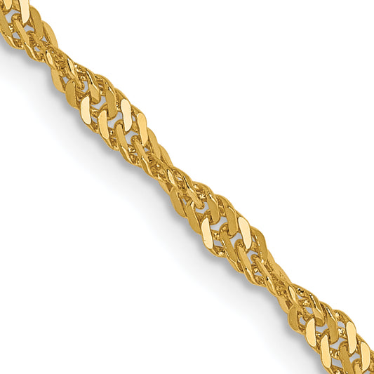 18 Inch 14K Yellow Gold 1.9mm Singapore Chain Necklace