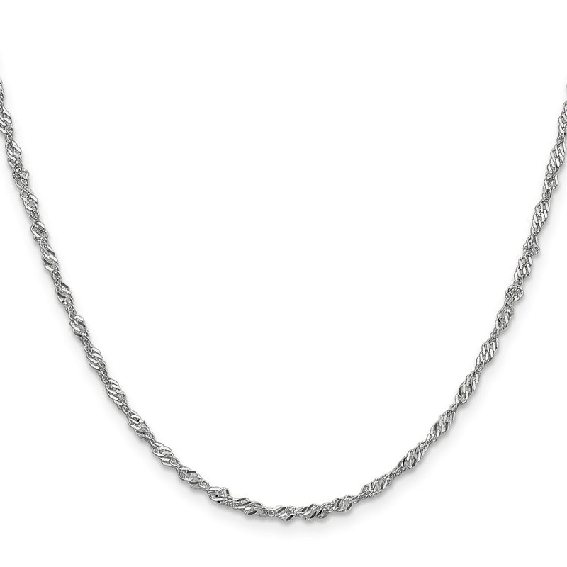 2 Inch 14K White Gold 1.9mm Singapore Chain Necklace