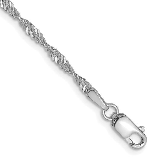 8 Inch 14K White Gold 1.9mm Singapore Chain Bracelet