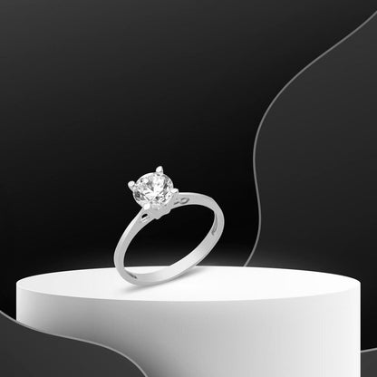 14K White Gold Valentine's Solitaire Cubic Zirconia Ring