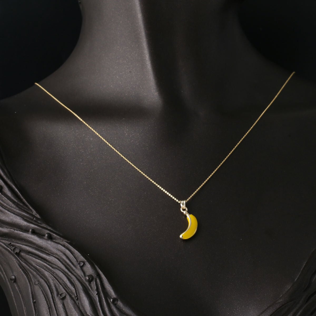 14K Yellow Gold Banana Fruit Necklace