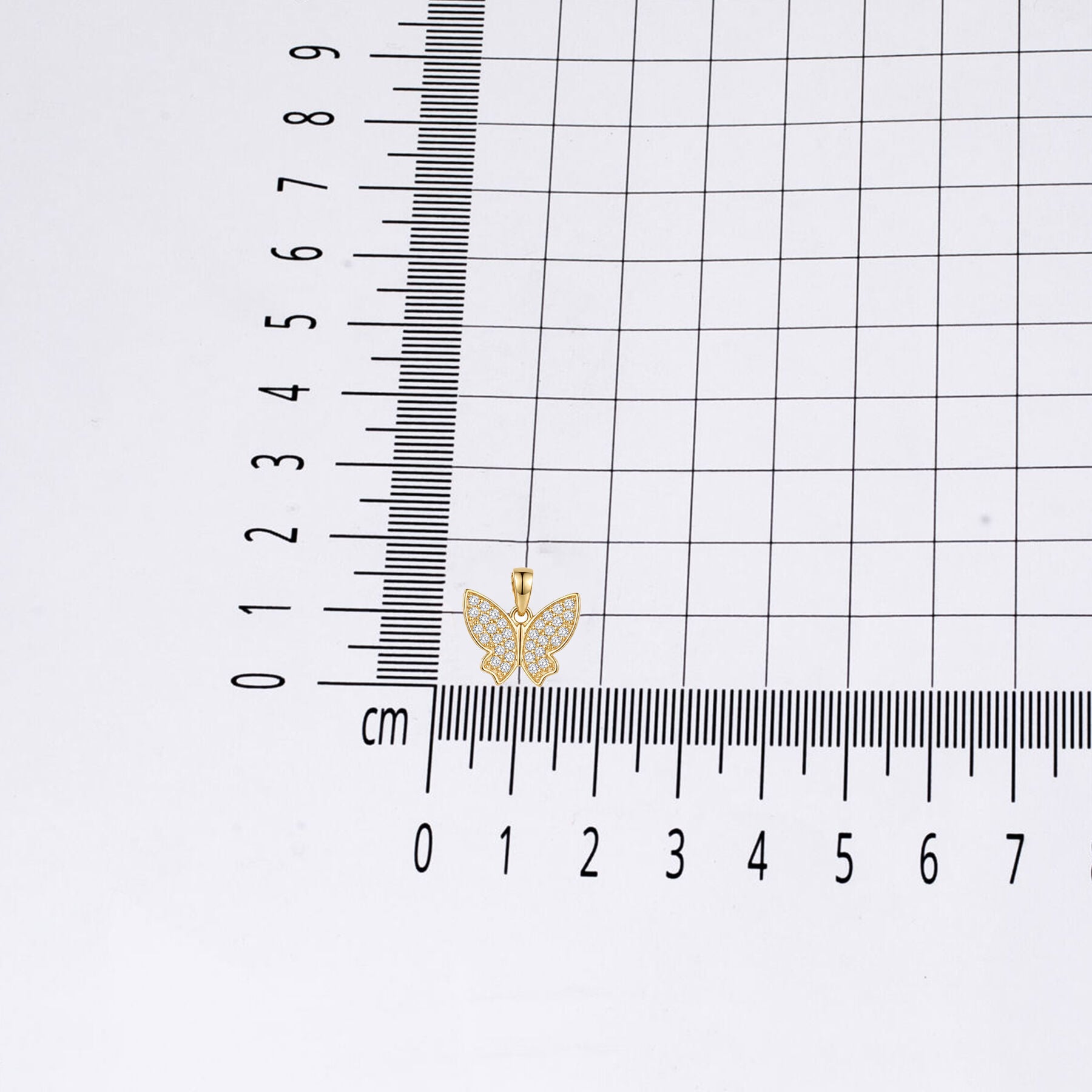 14K Yellow Gold Butterfly Cubic Zirconia Pendant