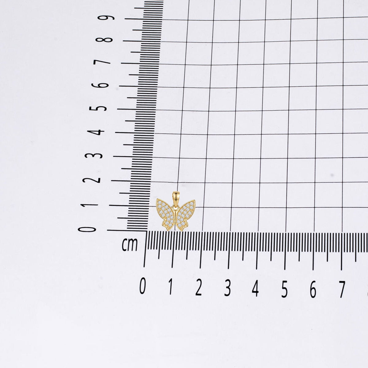14K Yellow Gold Butterfly Cubic Zirconia Pendant