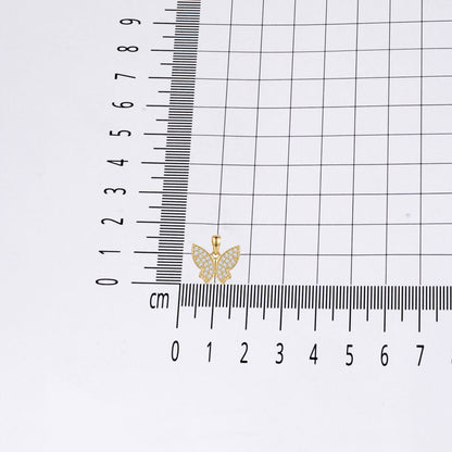 14K Yellow Gold Butterfly Cubic Zirconia Pendant