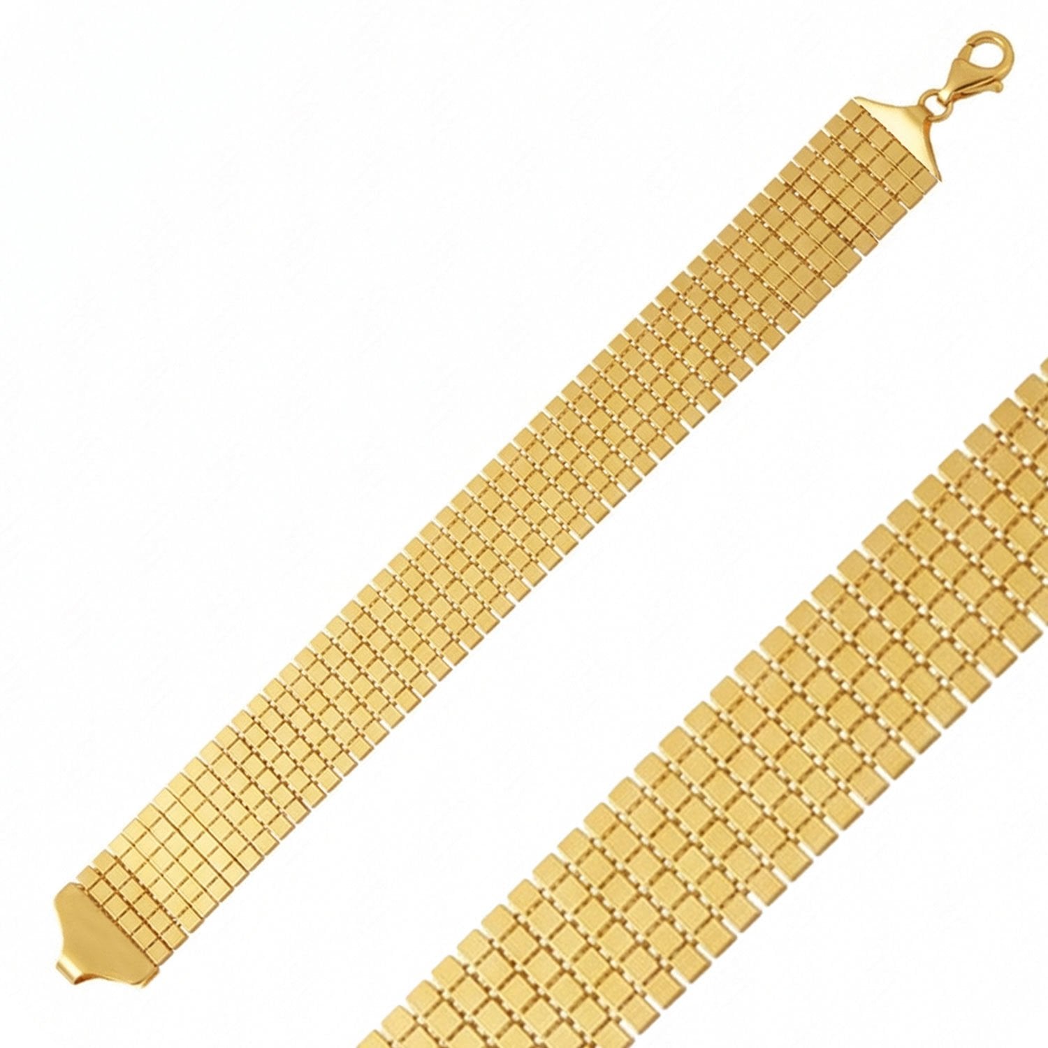 14K Yellow Gold Wide Mesh Bracelet