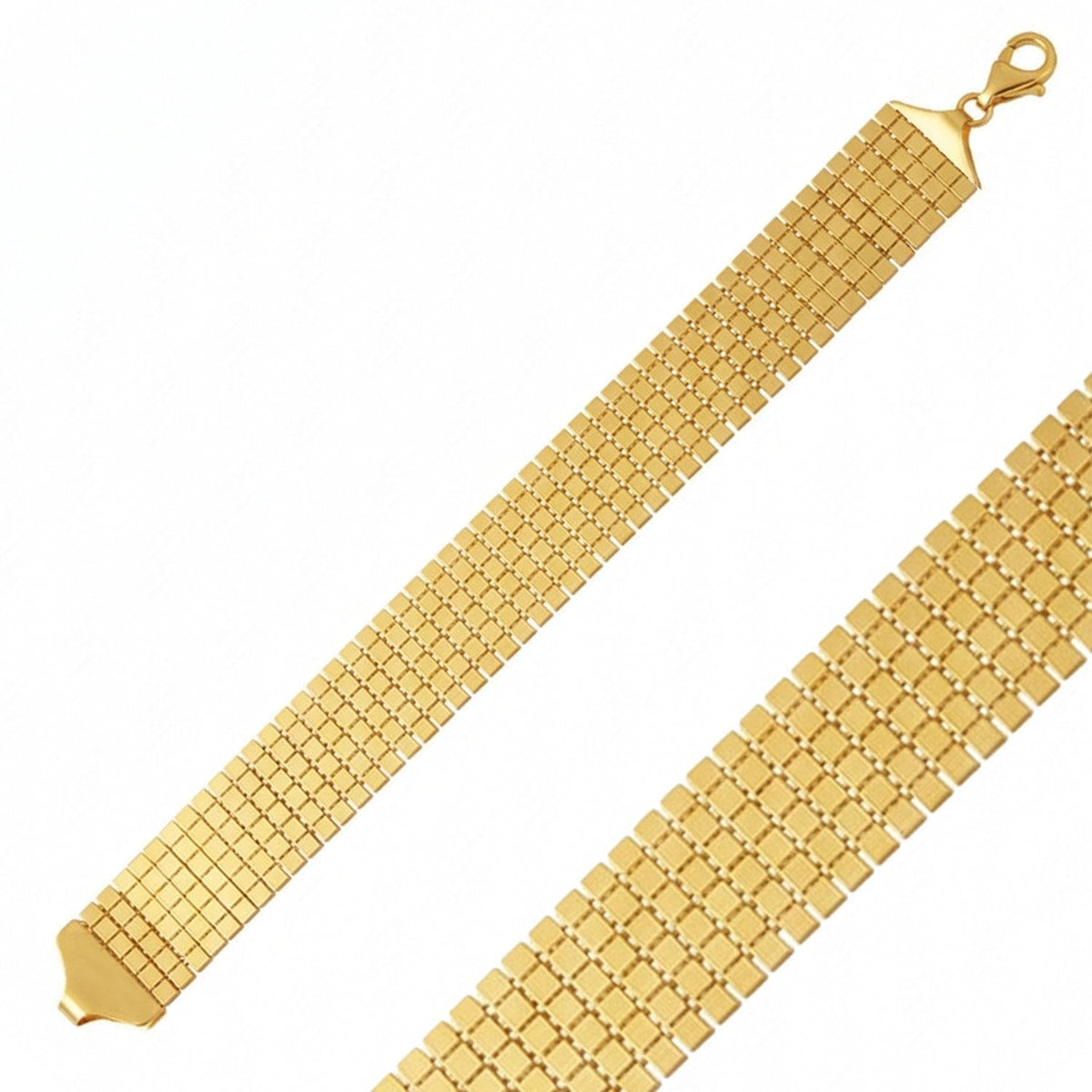 14K Yellow Gold Wide Mesh Bracelet