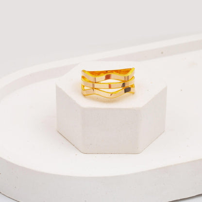 14K Yellow Gold Zigzag Classic Ajda Ring