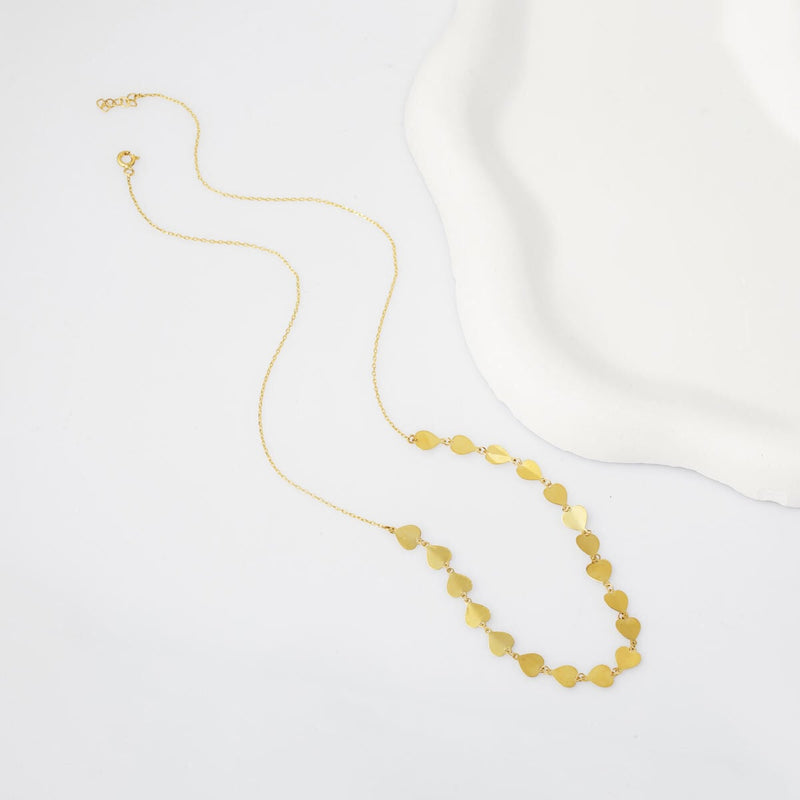 14K Yellow Gold Heart Chain Necklace