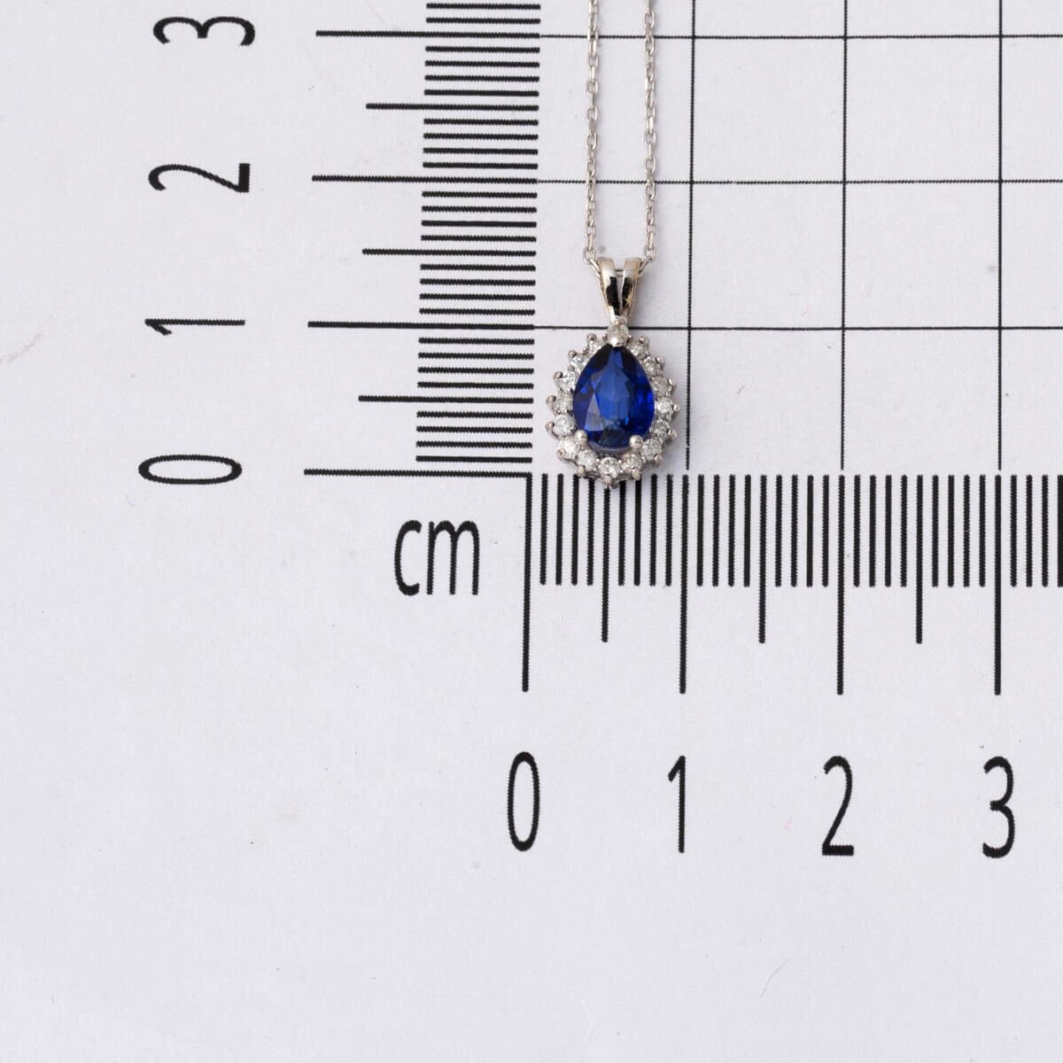 14K White Gold Elegant 0.70 Ct Sapphire Diamond Necklace