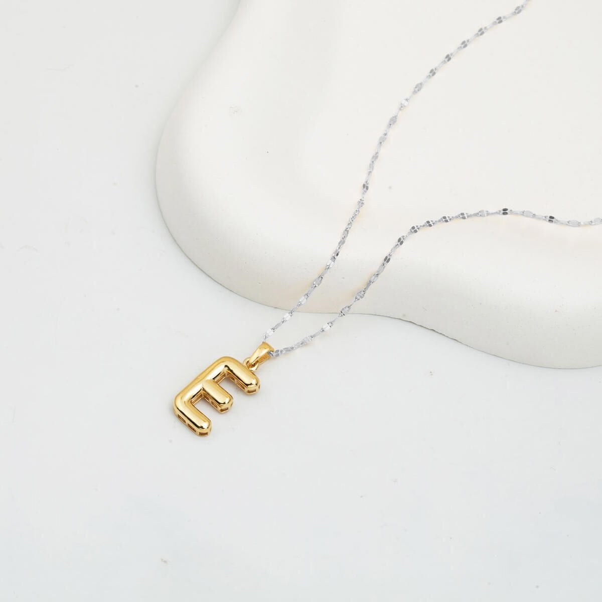 14K Yellow Gold Balloon Initial E Pendant