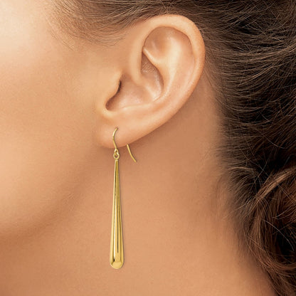 14K Yellow Gold Polished Shepherd Hook Earrings