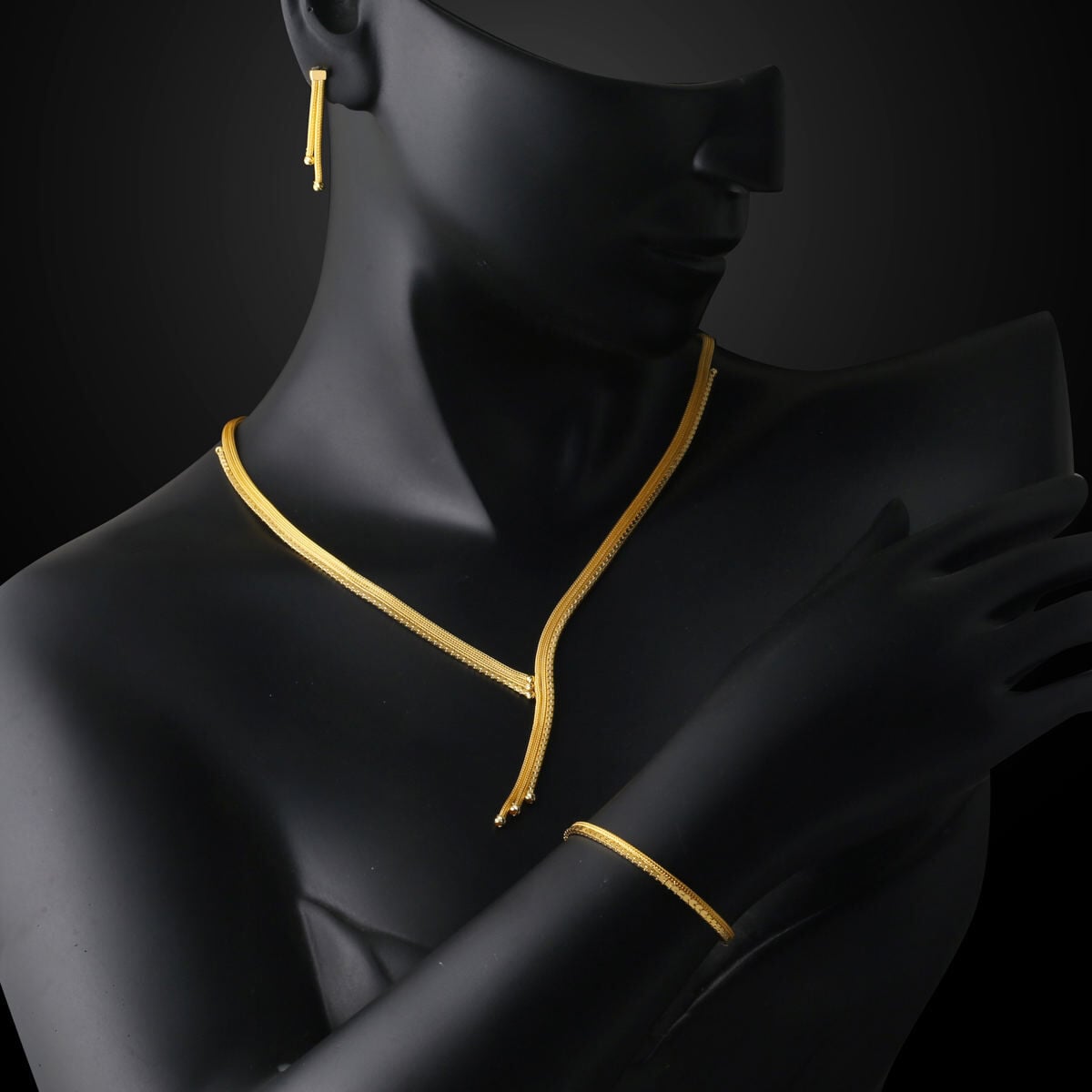 14K Yellow Gold Italian Braided Wedding Set