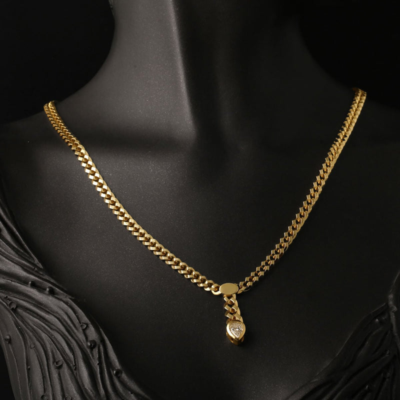 14K Yellow Gold Curb Moissanite Necklace (18.14 g)