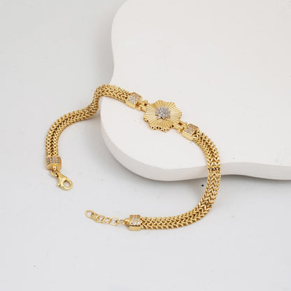 14K Yellow Gold Star Sparkle Cubic Zirconia Bracelet