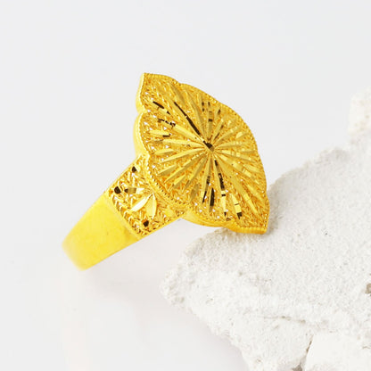 14K Yellow Gold Sparkle Hand Engraved Ring