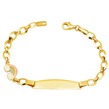 14K Yellow Gold Rainbow Plate Children's ID Bracelet