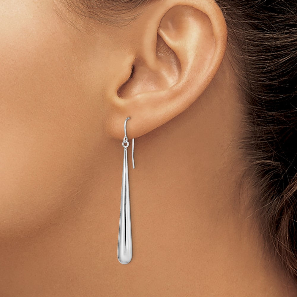 14K White Gold Polished Shepherd Hook Earrings