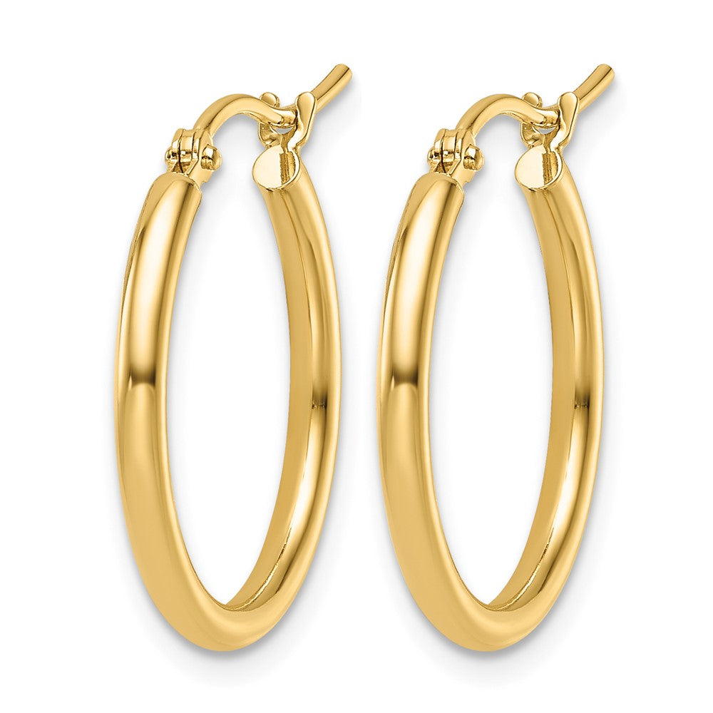 14K Yellow Gold 2X20mm Polished Hoop Earrings