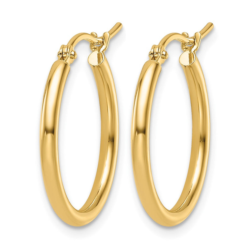 14K Yellow Gold 2X20mm Polished Hoop Earrings