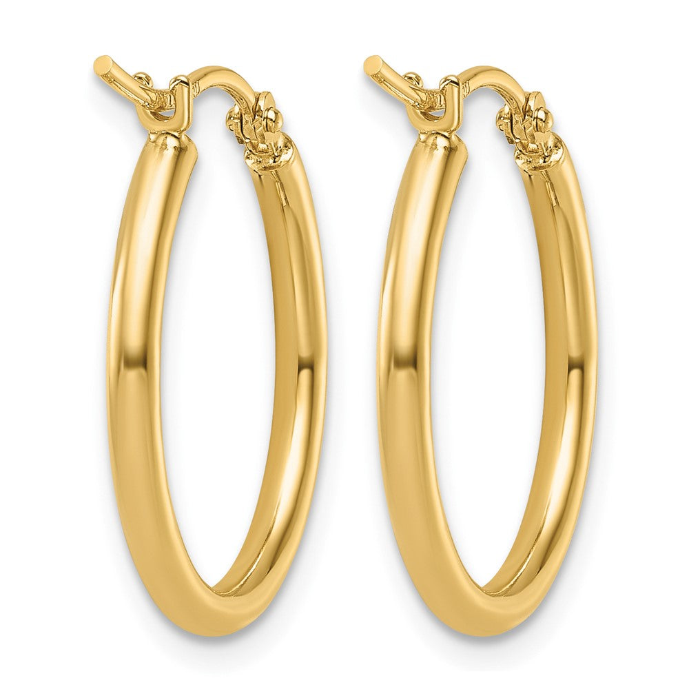 14K Yellow Gold 2X20mm Polished Hoop Earrings