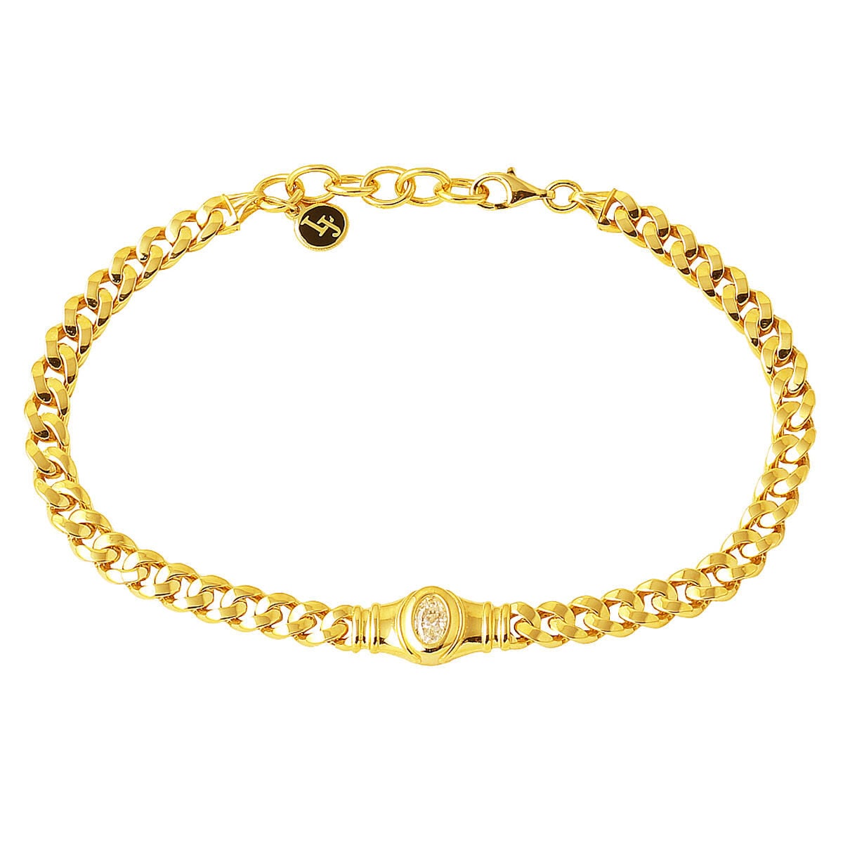 14K Yellow Gold Curb Moissanite Bracelet 0.50 Ct