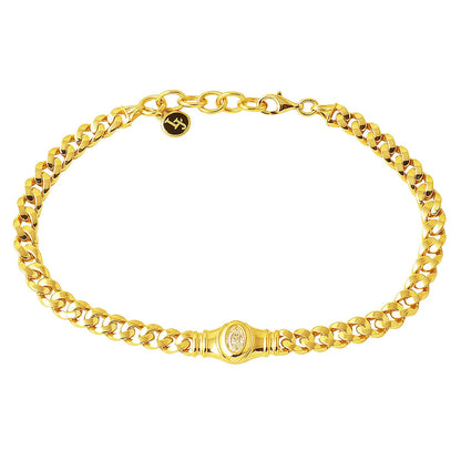 14K Yellow Gold Curb Moissanite Bracelet 0.50 Ct