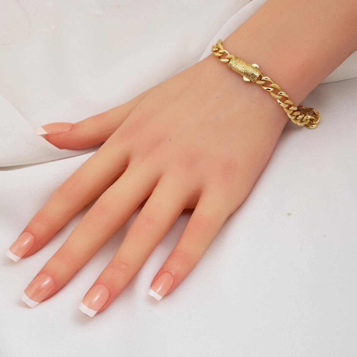14K Yellow Gold Zebrac Buckle Curb ID Bracelet