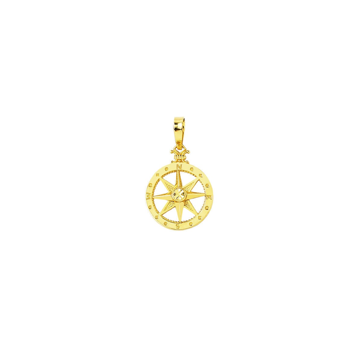 14K Yellow Gold Compass Pendant