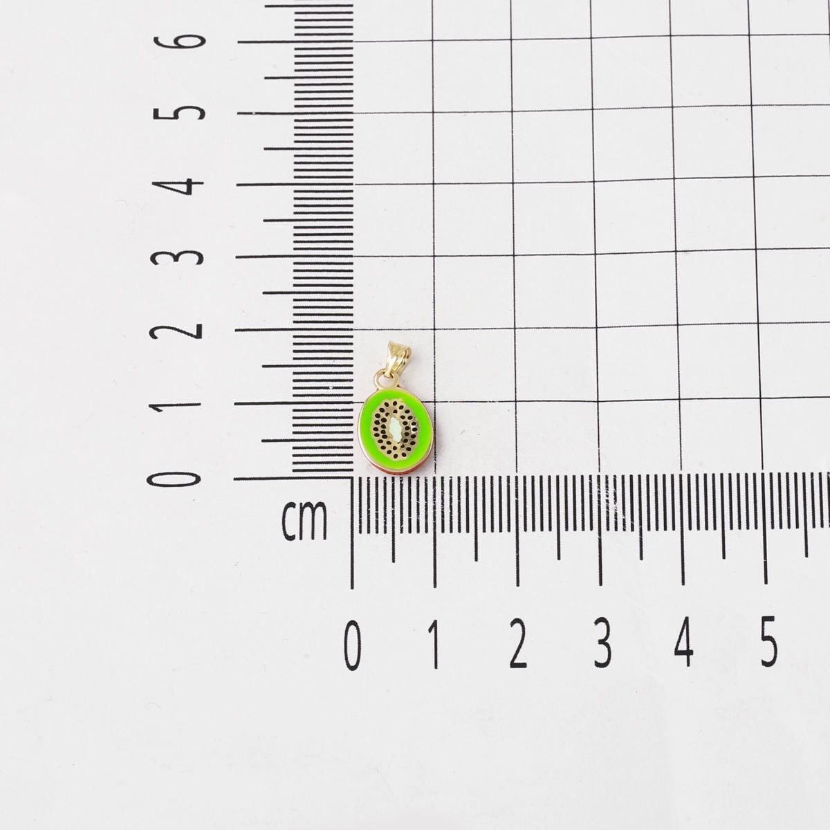 14K Yellow Gold Kiwi Enamel Pendant