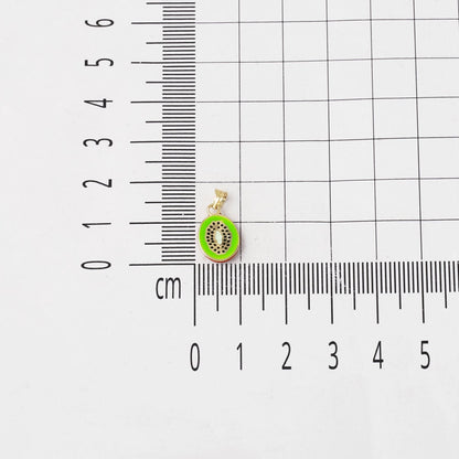14K Yellow Gold Kiwi Enamel Pendant