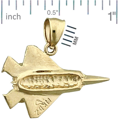 Custom Order 14K Gold F22 Raptor Military Jet Pendant 1.5 inch width - Bail fit 5mm chain