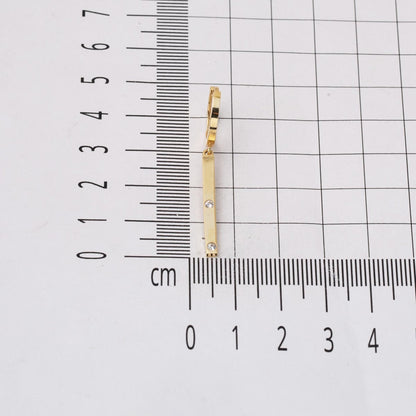 14K Yellow Gold Bar Dangle Cubic Zirconia Earrings