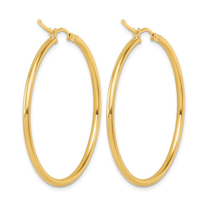 14K Yellow Gold 2X40mm Polished Hoop Earrings
