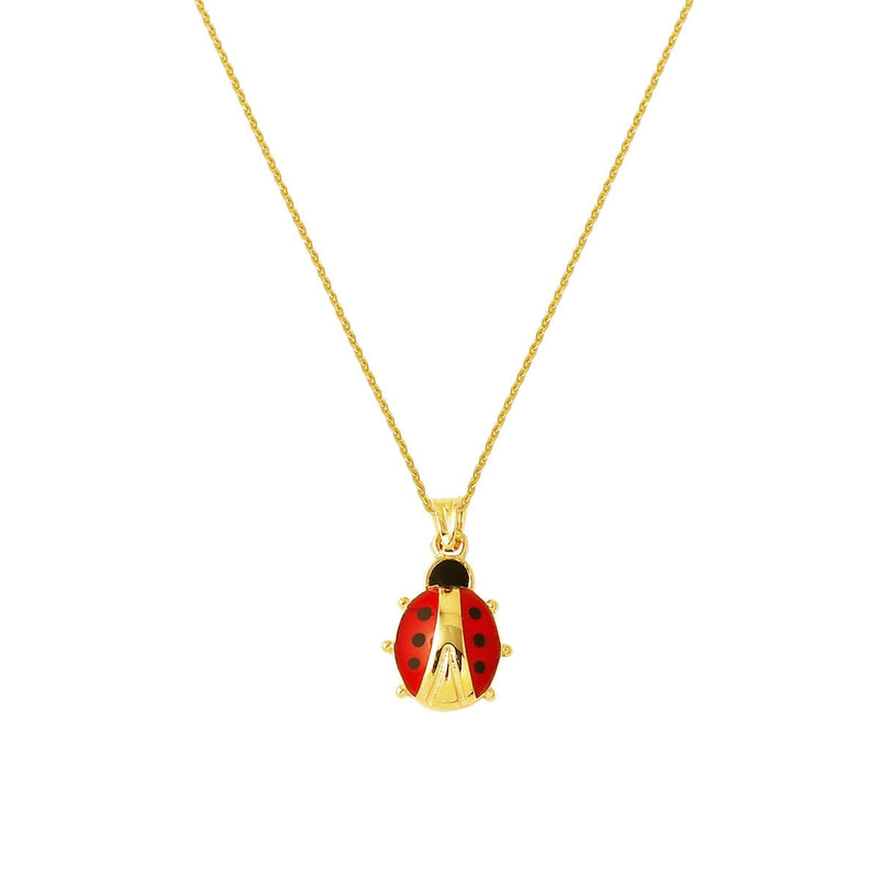 14K Yellow Gold Ladybug Enamel Necklace