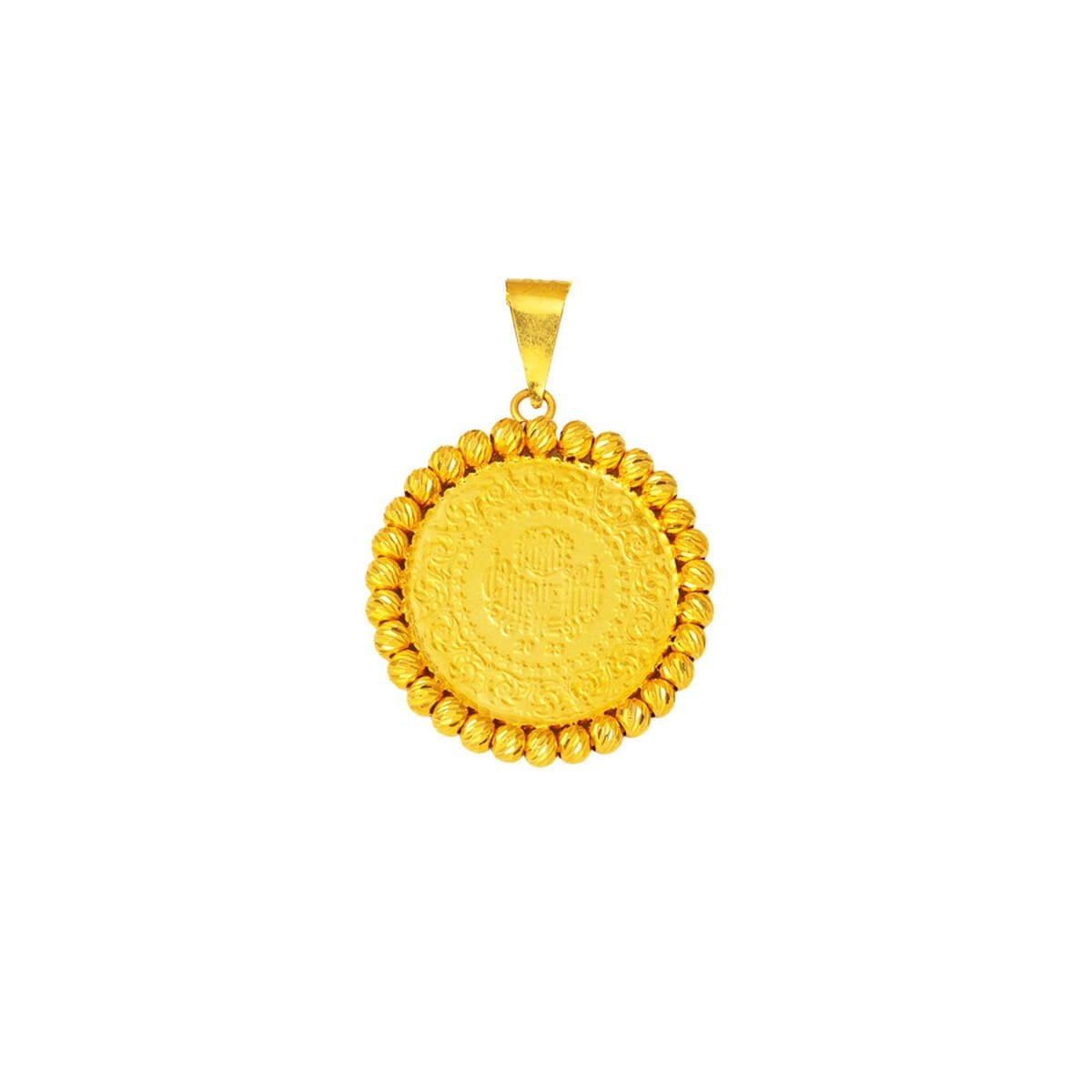 22K Yellow Gold Half Coin Pendant