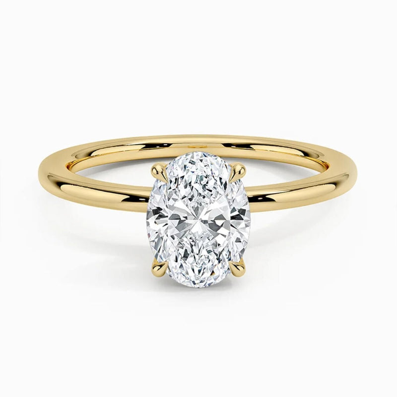 14K Yellow Gold 1 Ct Oval Moissanite Solitaire Ring