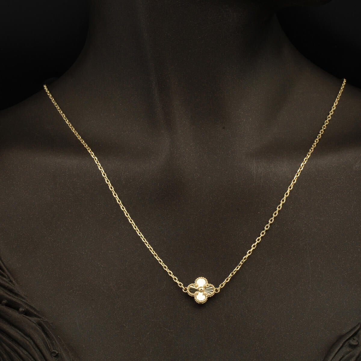14K Yellow Gold Clover Necklace and Bracelet Set