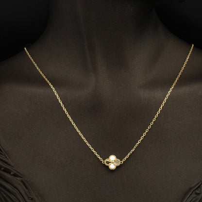 14K Yellow Gold Clover Necklace and Bracelet Set