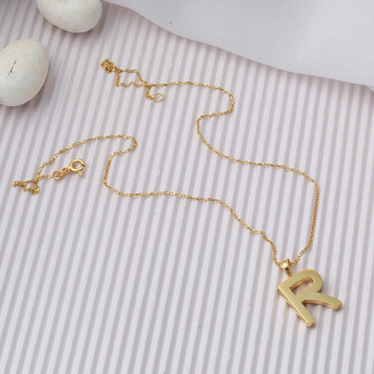 14K Yellow Gold Classic Initial R Necklace