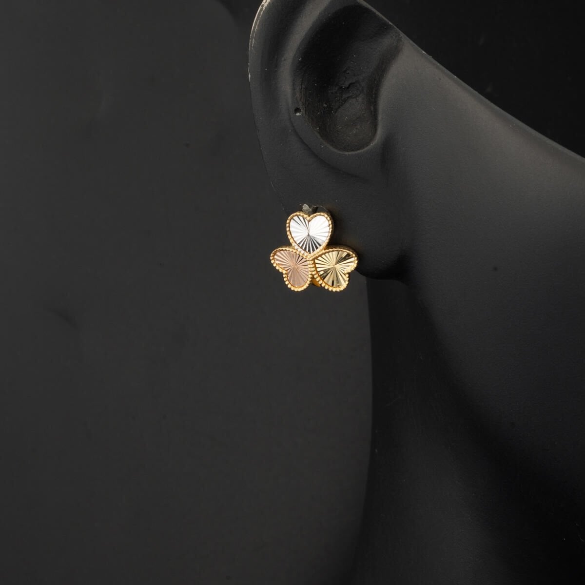 14K Yellow Gold Tria Heart Earrings