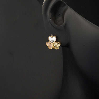 14K Yellow Gold Tria Heart Earrings