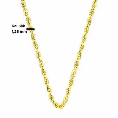 14K Yellow Gold Rope Chain 45 cm