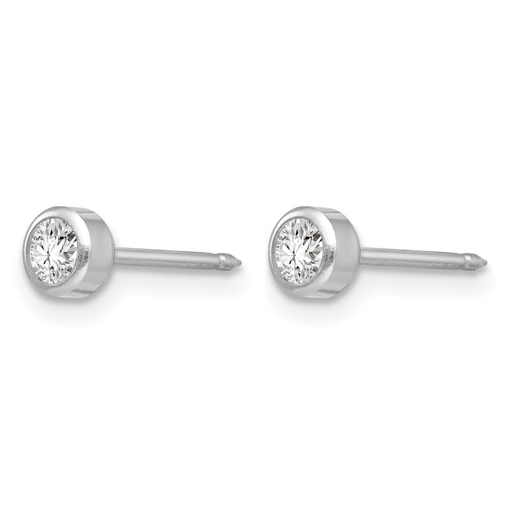14K White Gold 4mm April Crystal Bezel Earrings