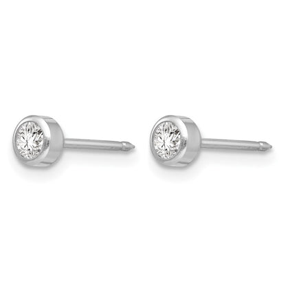 14K White Gold 4mm April Crystal Bezel Earrings